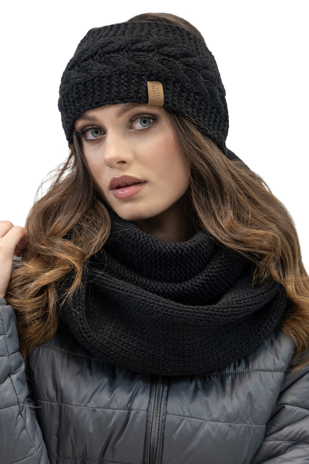 Vivisence Damen Stirnband Winter Dickem Garn Perfekter Anpassung Optimalen 7094, schwarz