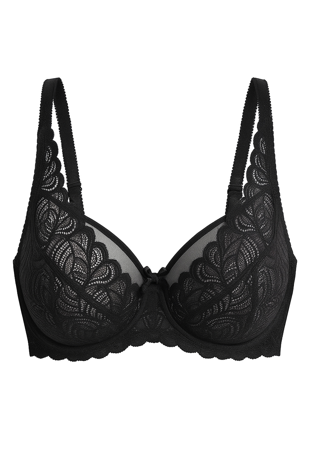 Vivisence Soutien-gorge doux dentelle tulle armatures, noir