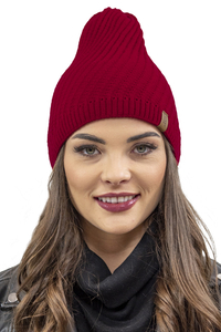 Vivisence Damen Mütze Winter Verlängertem Schnitt Wärmendem Garn Herbst 7017, rot