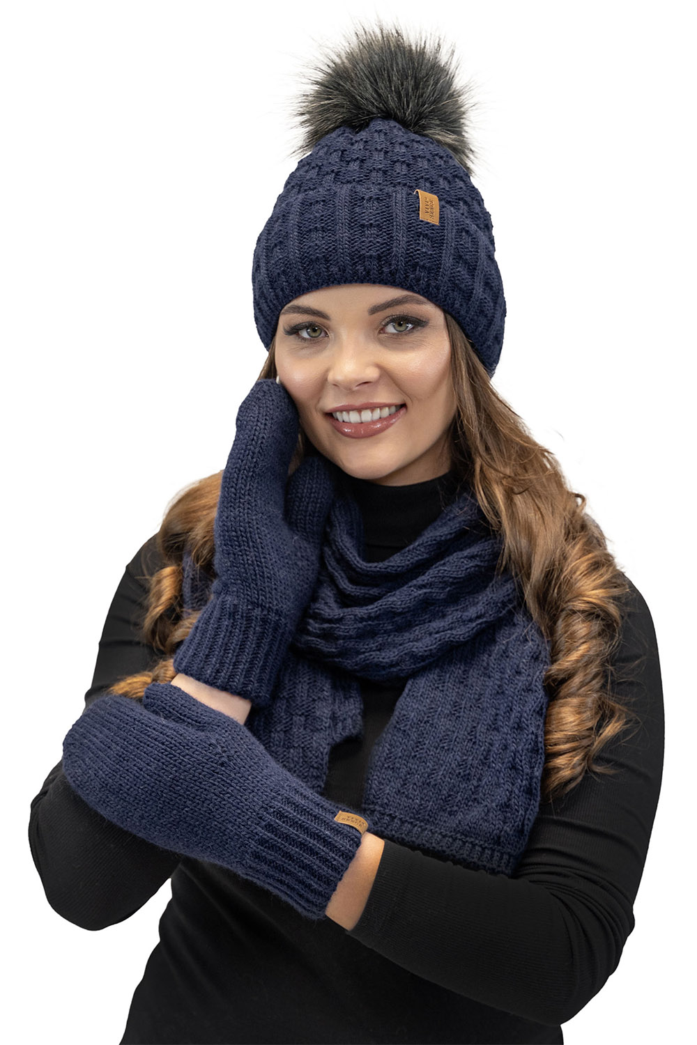 VIVISENCE Damen Winter Schal Wärmt Schenkt Komfort für Kalte Wintertage 7015S, dunkelblau