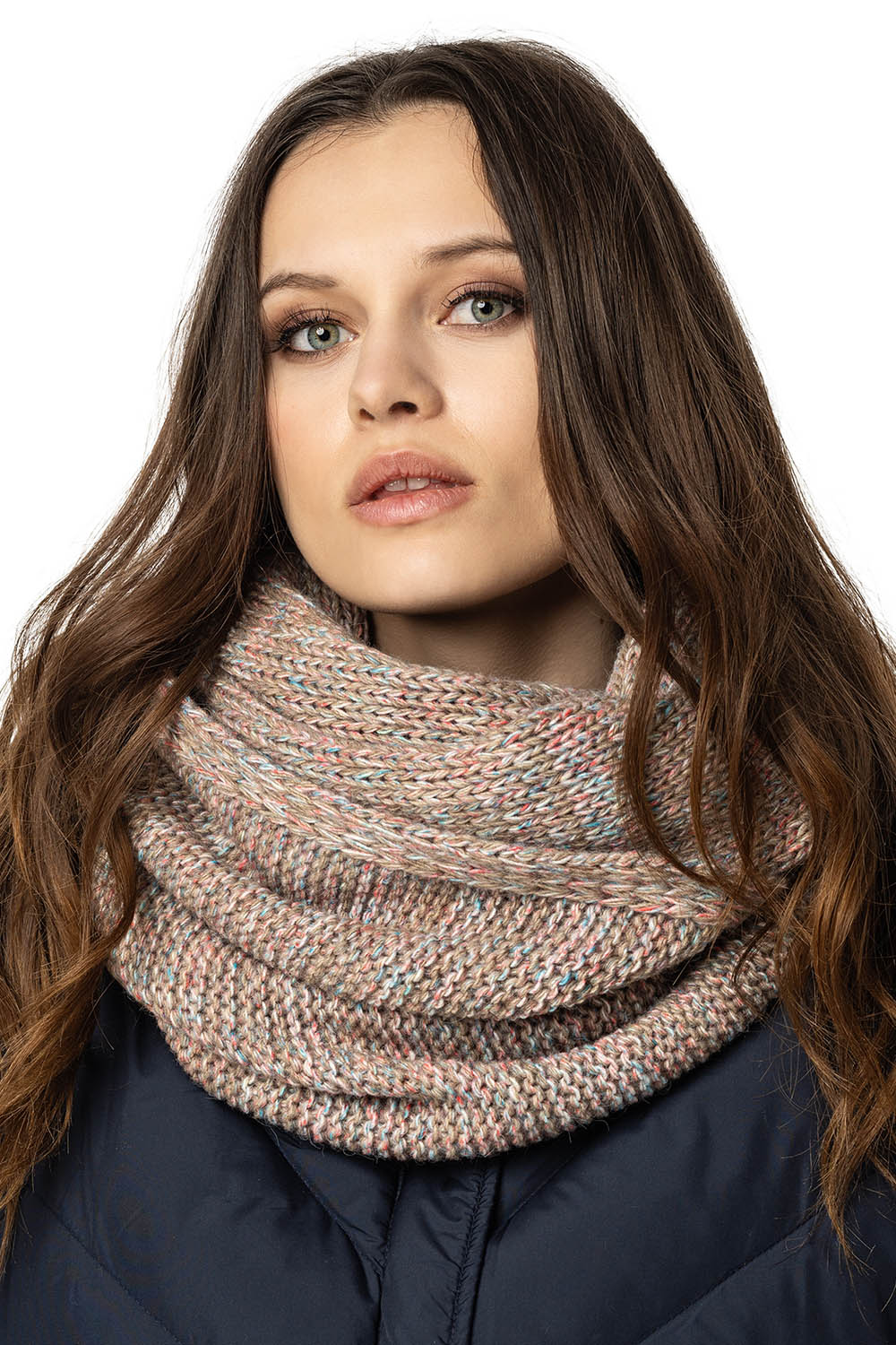 Vivisence Damen Bommelmütze Und Loop-Schal Mit Bommel Ideal Für Wintertage 7014, braune Melange
