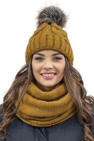 Vivisence Loop Schal Strick Zweimal Gefaltet Ideal Wärm Für Wintertage 7103, dunkelgelb