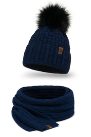 Vivisence Wintermütze mit Bommel Damen Warmes Ideal Für Kalte Wintertage 7015, dunkelblau