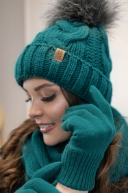 VIVISENCE Wintermütze mit Bommel Damen Warmes Ideal Für Kalte Wintertage 7014, dunkeltürkis