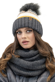 Vivisence Bonnet À Pompon Femme En Fil Chaud Effet Antistatique Pour L’Hiver 7099, gris foncé