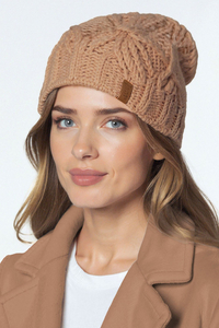 Vivisence Femme Bonnet Hiver Laine Agneau Maille Fantaisie Chaleur Confort, beige