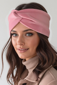 Vivisence Bandeau Femme Hiver Automne Chaud Couvre-chefs d'hiver Confortable Élégant Accessoire Cheveux Entrelacé Devant Tricot Extensible Idéal Journées Froides, rose