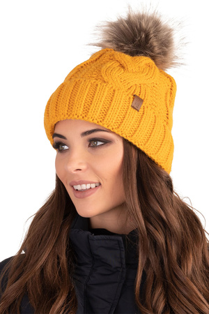Vivisence Winter Women's Stylish Winter Hat With Pompom Soft Fleece Lining For Ladies Warm And Comfortable Ideal For Cold Days And Everyday Wear, honey