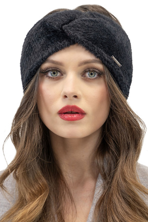 Vivisence Fashionable Women's Winter Headband Made From Soft And Warm Fluffy Yarn With Decorative Interlacing Perfect Fit Design Ideal For Autumn And Winter Days, black