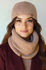 Vivisence Femme Bonnet Hiver Laine Merinos Doux Chaleur Et Confort Ajuste, beige