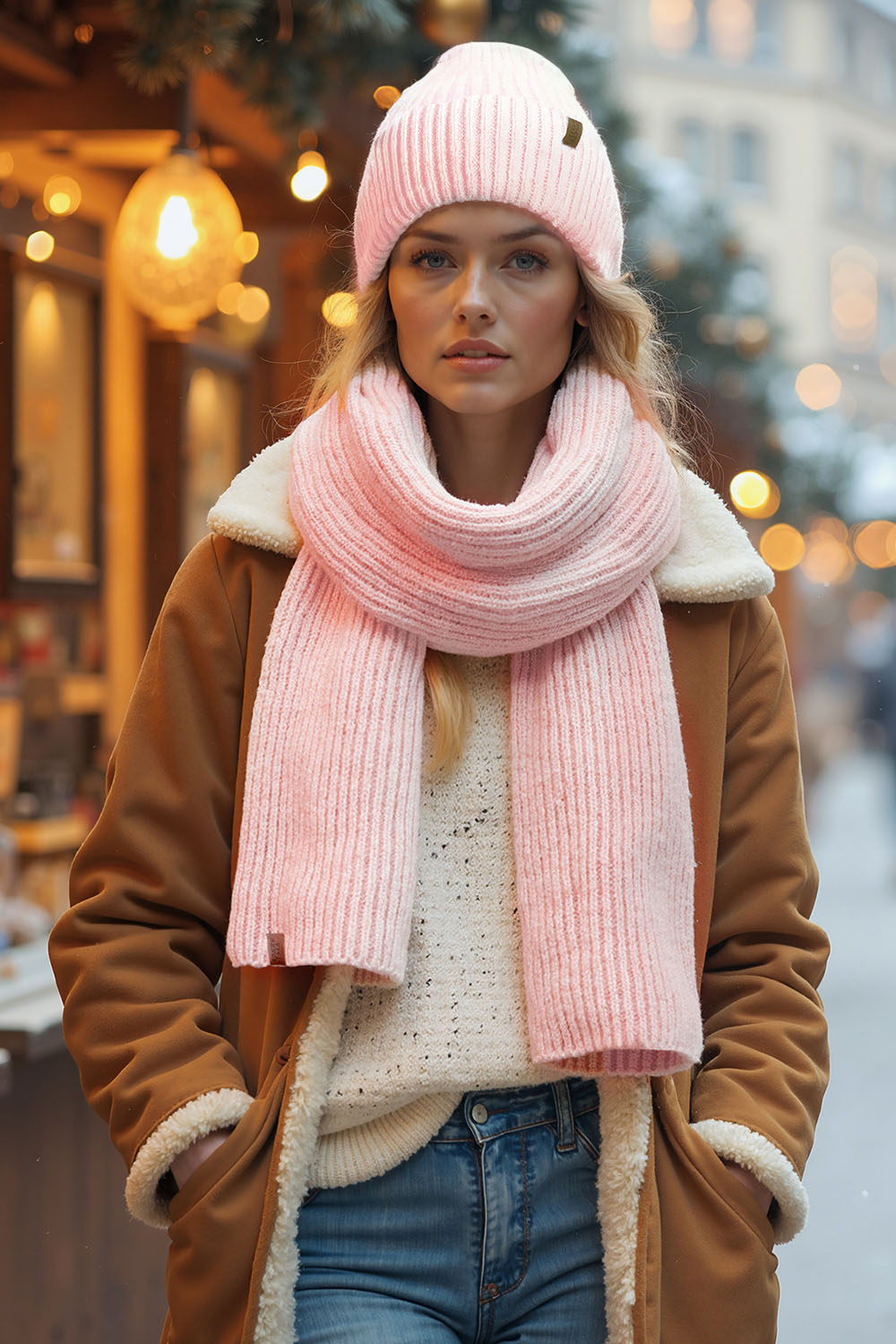 Vivisence Femme Echarpe Hiver Laine Merinos Confort Chaleur Quotidienne, rose