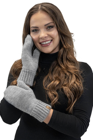 Vivisence Femme Ensemble Bonnet Pompon Écharpe Moufles Chaud Hiver Élégant, gris clair