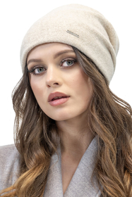 Vivisence Damen Mütze Wolle Falten Fleece Gefüttert Bequem Alltag Winter 7085, ecru