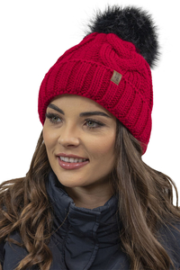 Vivisence Bonnet À Pompon Femme Chaud Et Doux Idéal Pour L’Hiver 7014, rouge
