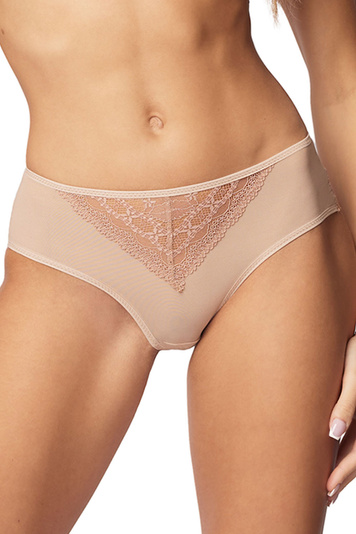 Vivisence Elegant Briefs For Women With Full Cut Classic Panties For Ladies Bottom Design Lace Insert Mesh Sides With Delicate Bow And Shiny Satin Ribbon, 