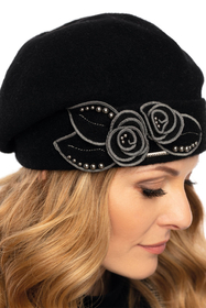 Vivisence Winter Mütze für Damen Handgefertigte Herbst Elegante Beanie Wintermütze aus Schurwolle Antistatische Eigenschaften Perfekt Für Kalte Wintertage Modell 7072, schwarz