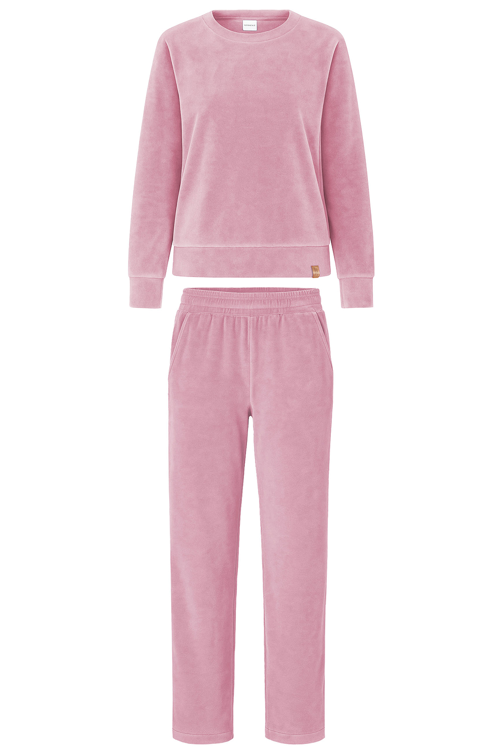 Vivisence Damen Trainingsanzug Set Zweiteiler Aus Velours Mit Sweatshirt Und Hose Lockerer Schnitt Rundhals Seitentaschen Elastischer Bund, Pink