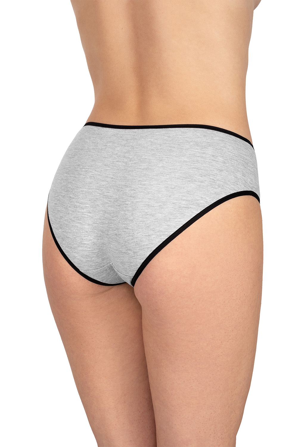 Vivisence Culotte Classique Slip pour Femme Lot de 3 Figi 4016, bande noire : gris