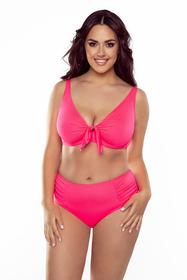 Vivisence Womens Underwire Swim Bra Non Padded With Tie Front Adjustable Straps For Full Bust Support, neon pink