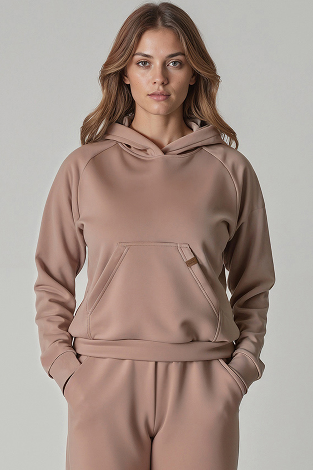 Vivisence Sweatshirt Baumwolle Lockerer Schnitt mit Kapuze Komfort Für Freizeit 9003, beige