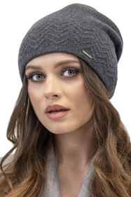 Vivisence Damen Mütze Winter Weichem Futter Zickzackmuster Perfekten Sitz 7090, schwarzgrau