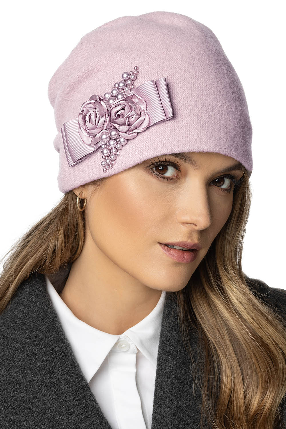 Vivisence Damen Mütze Warm Wintermütze Wolle Gemütlich Elegante Herbst 7080, puder rosa