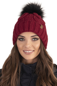 Vivisence Winter Hat With Pom Pom For Women Warm Ideal For Cold Days 7014, maroon