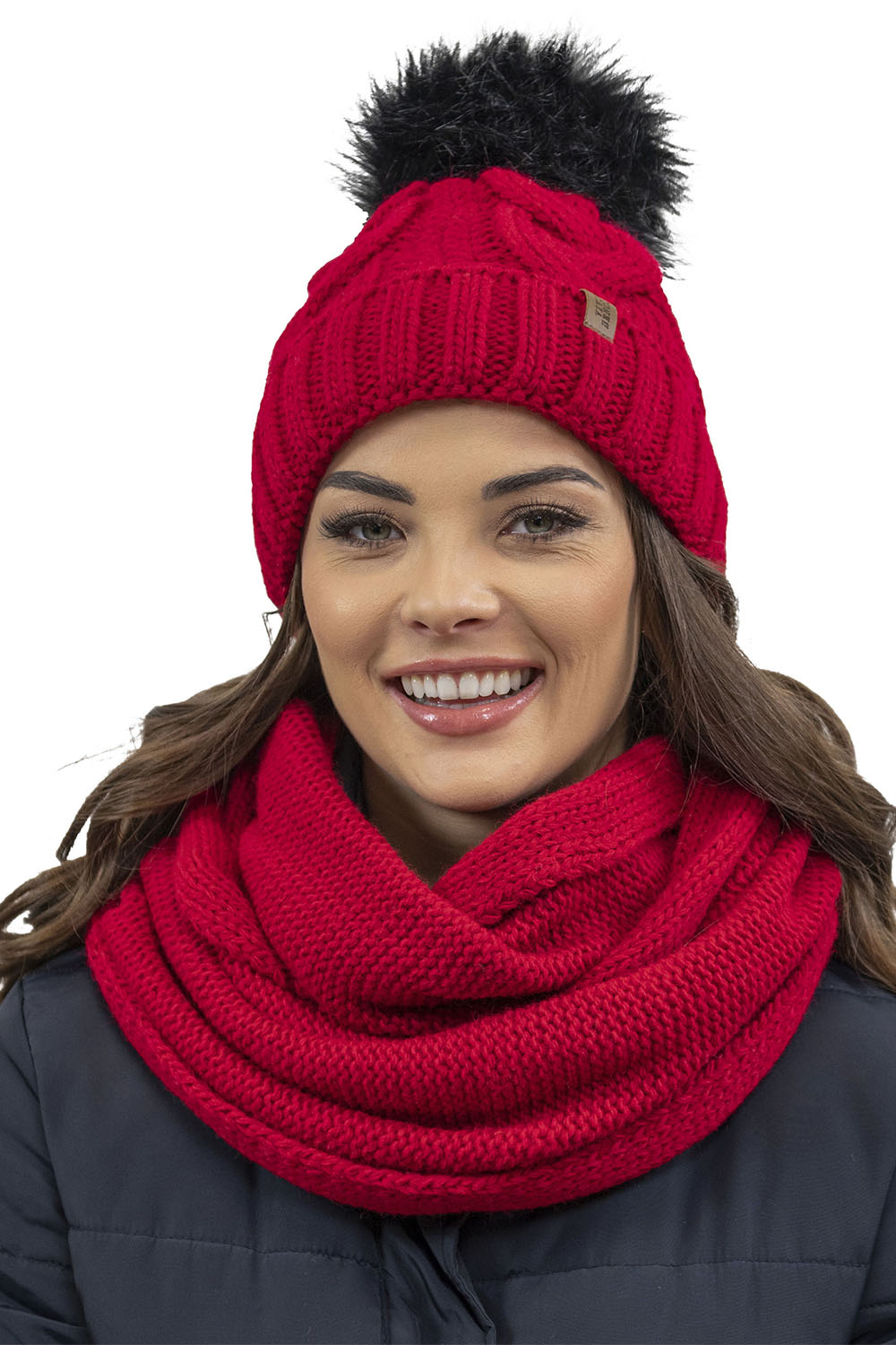 Vivisence Loop Schal Strick Zweimal Gefaltet Ideal Wärm Für Wintertage 7103, rot