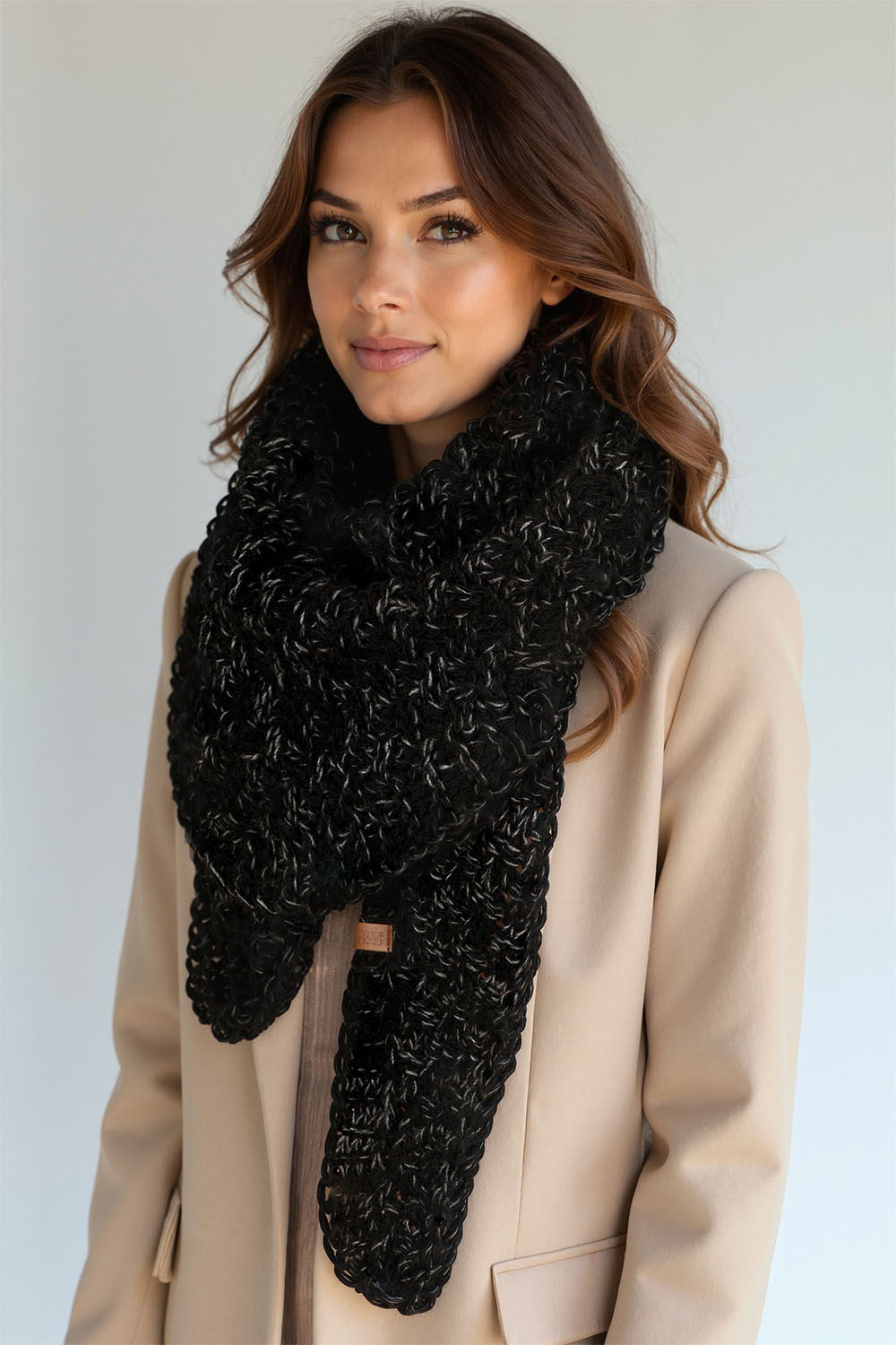 Vivisence Femme Écharpe Hiver Maille Douce Chaude Style Et Confort Quotidien, noir