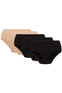 Vivisence 5-pack slip culotte classique 4001, beige/beige/noir/noir/noir