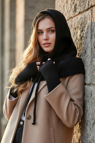 Vivisence Strickhandschuhe Damen Merino Baumwolle Weich und Warm Für Kalte Tage, Schwarz