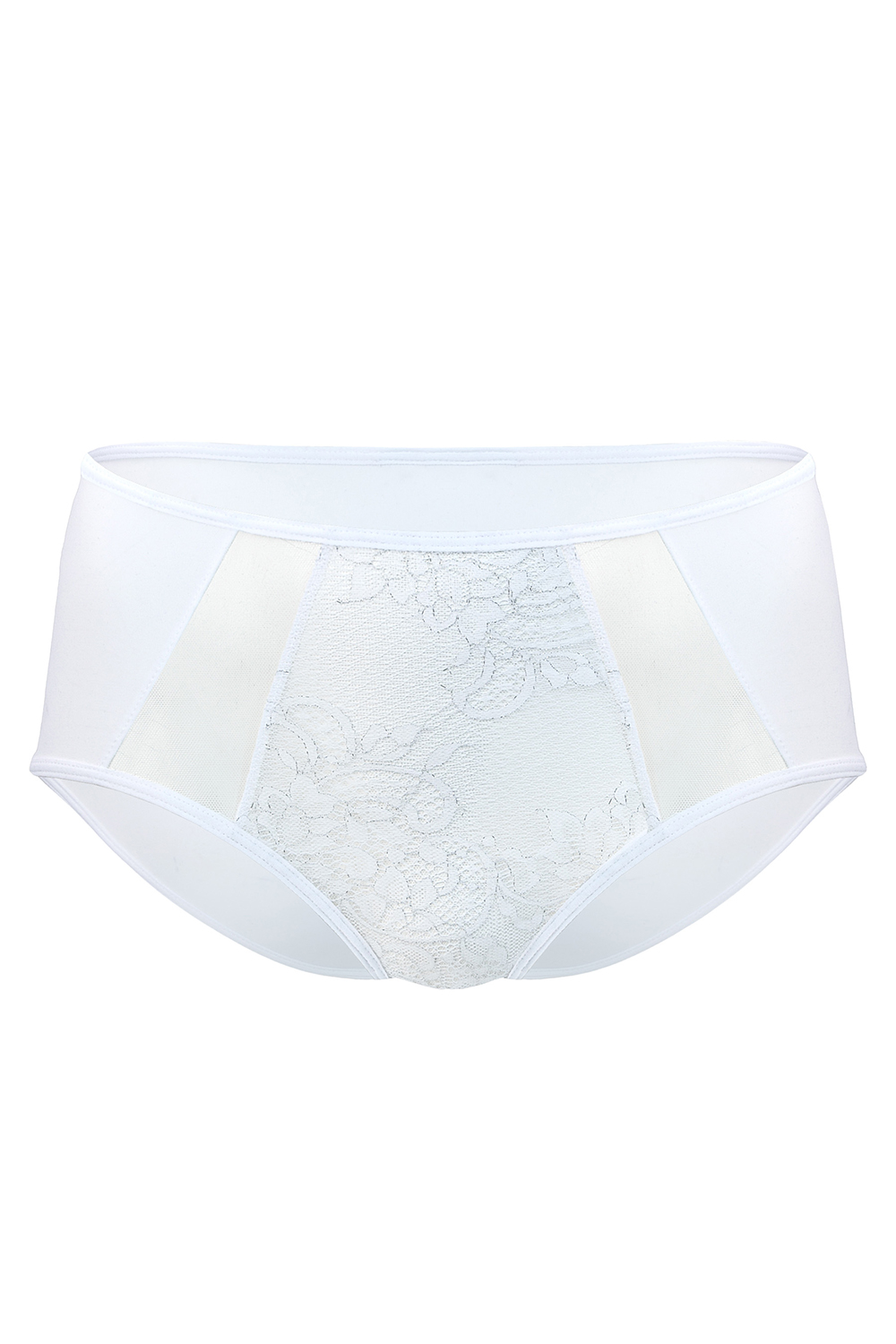 Vivisence Cullote Slip Classique Taille Haute En Microfibre Et Dentelle Confortable Élégant Avec Inserts Délicats Parfait Pour Un Ensemble Et Raffiné 1004W, blanc