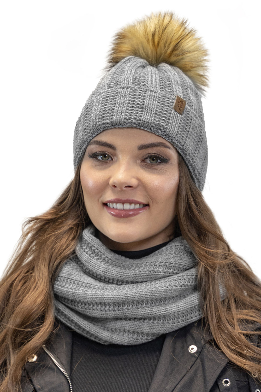 Vivisence Damen Schal Winter Loop Modischer Gemütlich Wärmendem Garn Doppelt 7019S, hellgrau