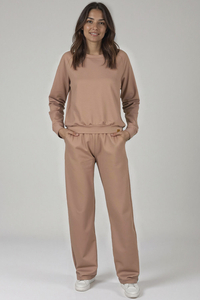 Vivisence Loungewear Damen Trainingsanzug Set Lockerer Schnitt Rundhals Freizeitanzug Mit Taschen 9205,