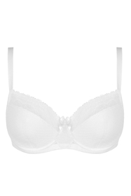 Vivisence Semi-Padded Bra Floral Lace Upper Cups Smooth Foam Bottom Cups Adjustable Wide Straps Supportive Wires Perfect for Gift Elegant Packaging, 