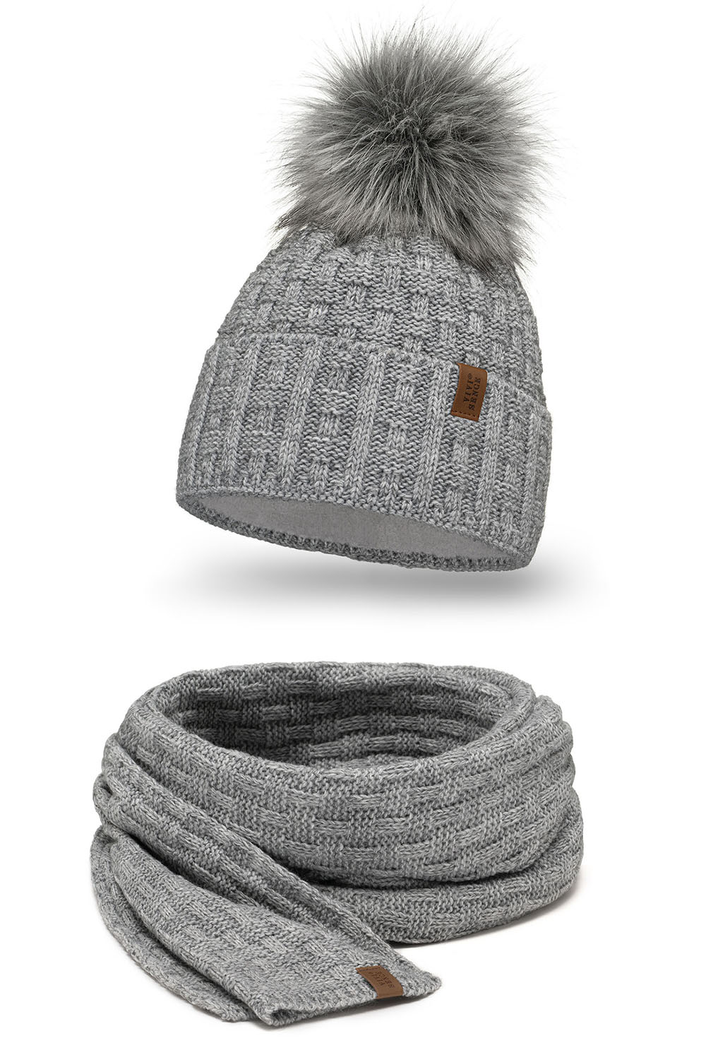 Vivisence Wintermütze mit Bommel Damen Warmes Ideal Für Kalte Wintertage 7015, hellgrau