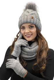 Vivisence Winter Hat With Pom Pom For Women Warm Ideal For Cold Days 7014, light grey