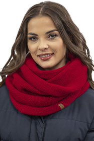 Vivisence Stylish Women's Winter Set Including Pompom Hat And Cozy Snood Scarf Made From Soft And Warm Fabric Smooth Fleece Lining Ideal For Cold Days, red
