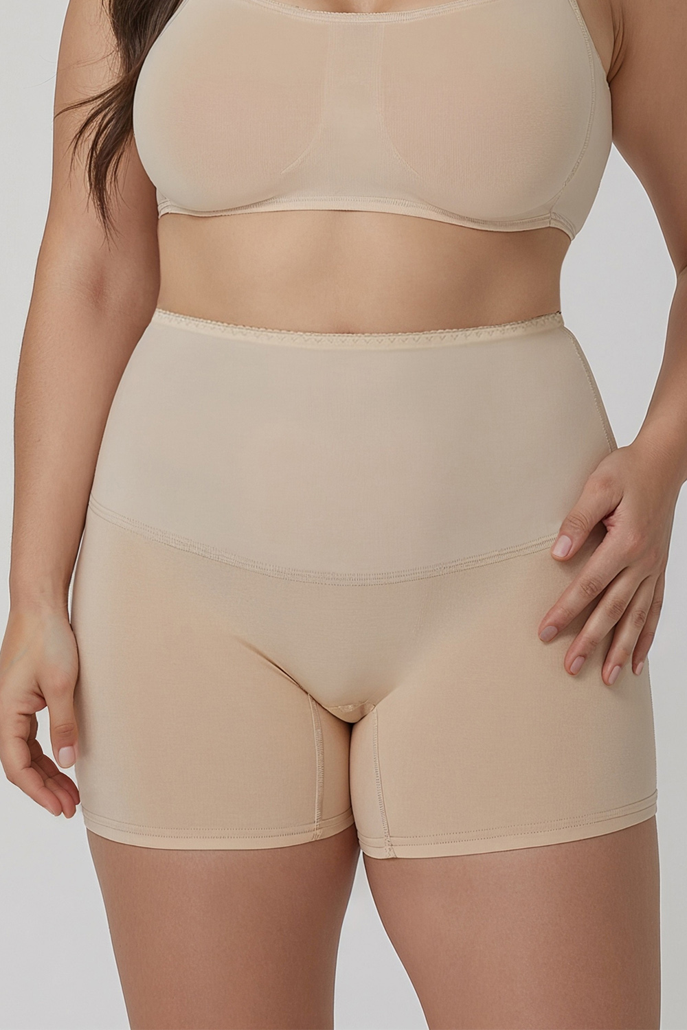 Vivisence Bermuda Culotte Femme Taille Haute Silhouette Parfaite Affinée 4102, beige