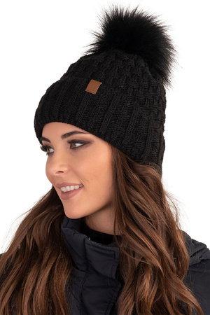 Vivisence Winter Womens Elegant Winter Hat With Pom Pom Soft Fleece Lining For Ladies Warm And Comfortable Perfect For Cold Days And Everyday Wear, black