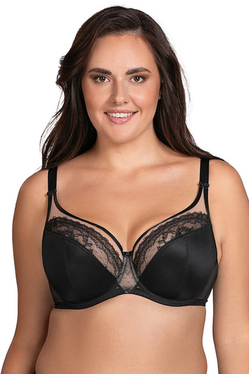 Vivisence Elegant Soft Bra With Floral Lace Comfortable And Supportive Fit Adjustable Straps With Rose Gold Details Classic Design For Everyday Elegance, black