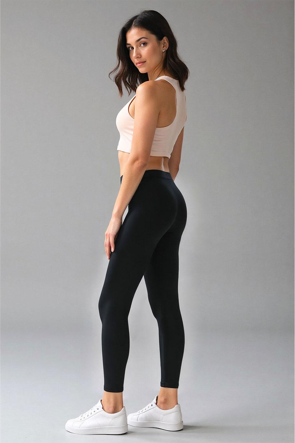 Vivisence Classic Leggings for Women's High Waisted Leggins with Wide Waistband Smooth High-Rise Stretch Fabric Perfect Fit Non-See-Through and Durable Design, 