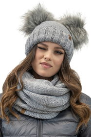 Vivisence Damen Bommelmütze Winter Zwei Bommel Wärmendem Garn Antistatischer 70106, hellgrau
