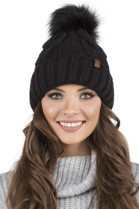 Vivisence Bonnet À Pompon Femme Chaud Et Doux Idéal Pour L’Hiver 7014, noir