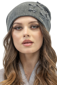 Vivisence Women's Hat Winter Pearls Perfect Fit With Pleats 7089, graphite