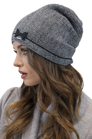 Vivisence Damen Mütze Winter Strickmütze Warme Wintermütze Wollzusatz Elegante 7003, schwarz