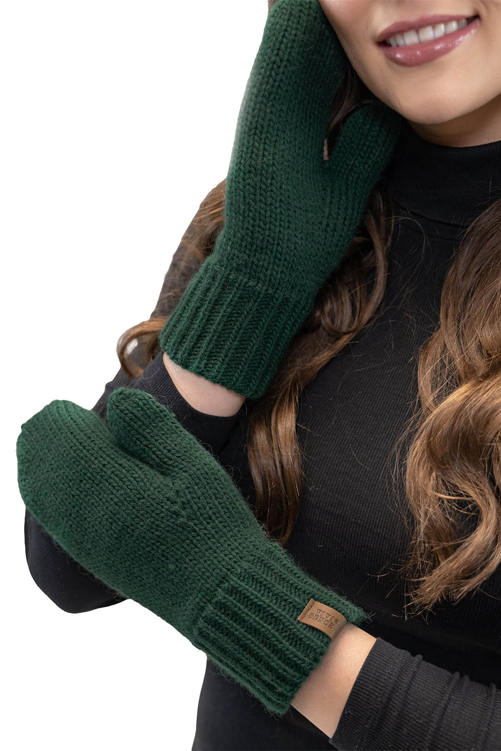 Vivisence Damen Winter Set Mütze Schal Fäustlinge Fleecefutter Gegen Kälte, grün
