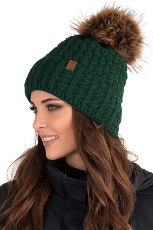 Vivisence Winter Womens Elegant Winter Hat With Pom Pom Soft Fleece Lining For Ladies Warm And Comfortable Perfect For Cold Days And Everyday Wear, green
