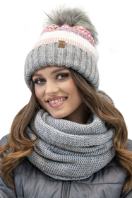Vivisence Damen Bommelmütze Winter Bommel Wärmendem Garn Antistatischer 7099, Grau