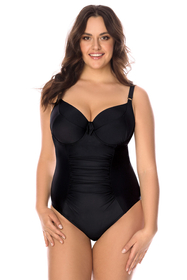 Vivisence Womens One Piece Swimsuit With Padded Cups Adjustable Straps V Neckline Floral Print Design, black